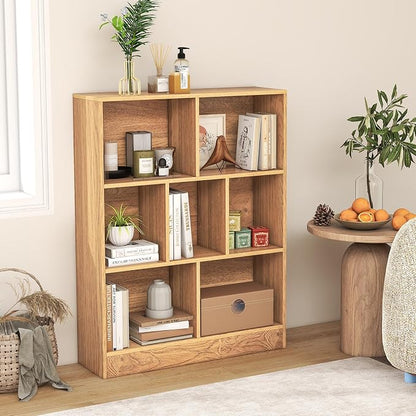 Giantex 7 Cube Bookcase, 4-Tier Freestanding Bookshelf w/ 7 Open Compartments by Giantex