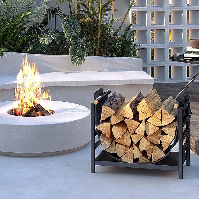 DOEWORKS Indoor Firewood Rack 18 Inch Fireplace Log Holder - Image 6