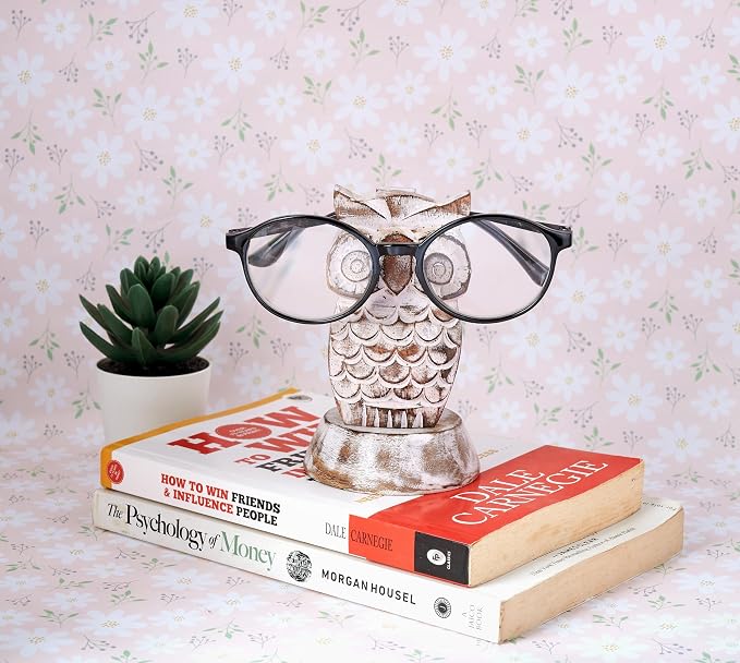 Stocking Stuffers Wooden Owl Glasses Holder Night Stand Reading Eyeglass - Image 4
