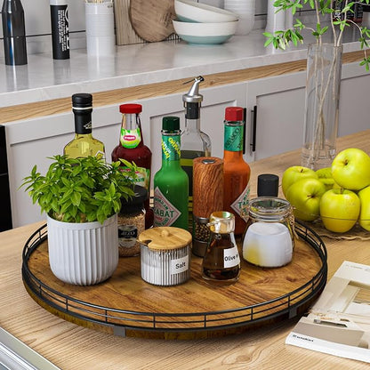 Farmhouse Oak 18" Lazy Susan Turntable Organizer - Image 2