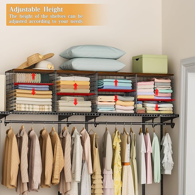Huxitocan 4-Tier Stackable Closet Organizers and Storage Shelves, Closet - Image 4