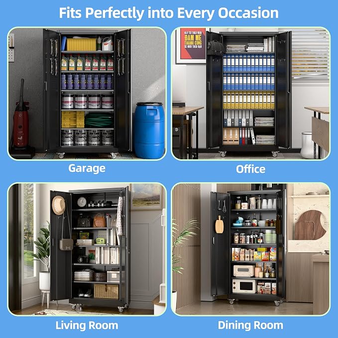 Black Metal Garage Storage Cabinet - Image 5