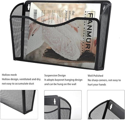 Gawerk Mesh Hanging Wall File Holders, Metal Vertical Wall Basket Mail Organizer - Image 3
