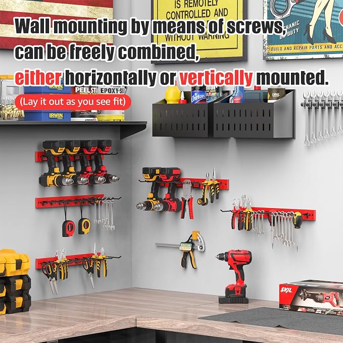 CCCEI 3 Modular Pegboard Strip Storage, Metal Peg Slat Wall Mount - Image 6