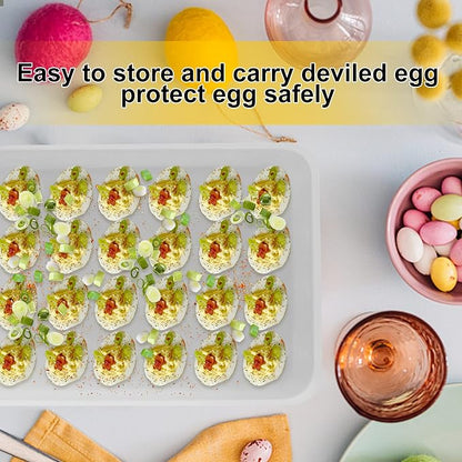 Egg Holder for Refrigerator, Deviled Egg Containers Large Plastic Egg Tray - Image 2