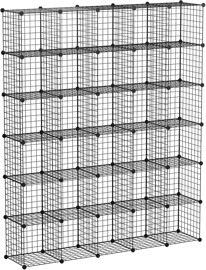 KOUSI 14"x14" Wire Cube Storage, Metal Grid Organizer, 30-Cube Modular Shelving by JYYG