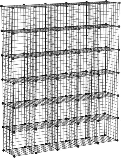 KOUSI 14"x14" Wire Cube Storage, Metal Grid Organizer, 30-Cube Modular Shelving by JYYG