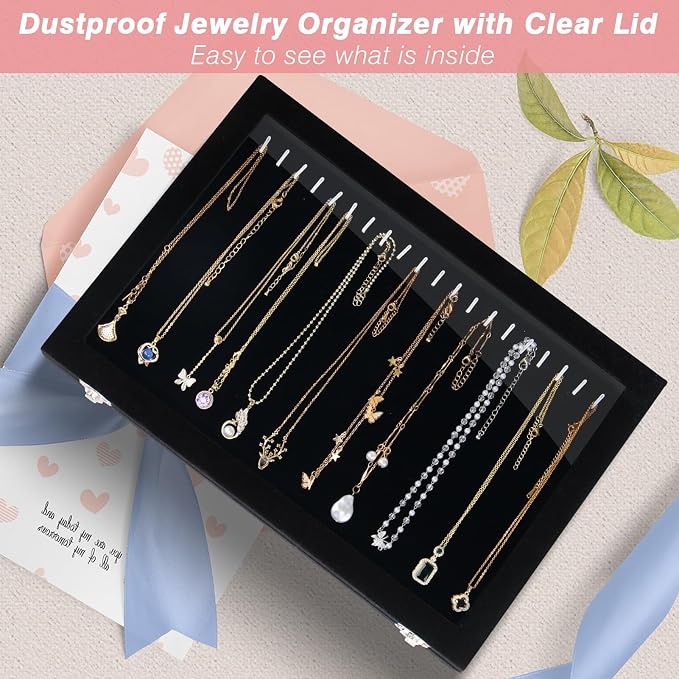 Cirhy Necklace Organizer Box, Anti-Tarnish Jewelry Box & Dustproof Necklace Case - Image 7