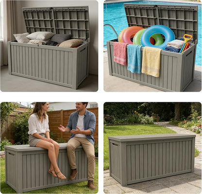 200 Gallon Outdoor Storage Box Resin Deck Box All Weather Waterproof Large - Image 8