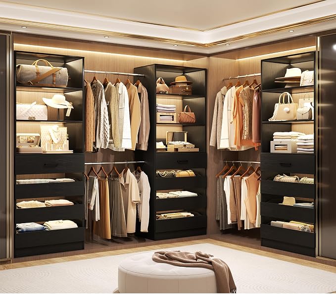 Aheaplus Closet System with 12 Drawers, 8.5-11.5Ft Wood Closet Organizer System - Image 3