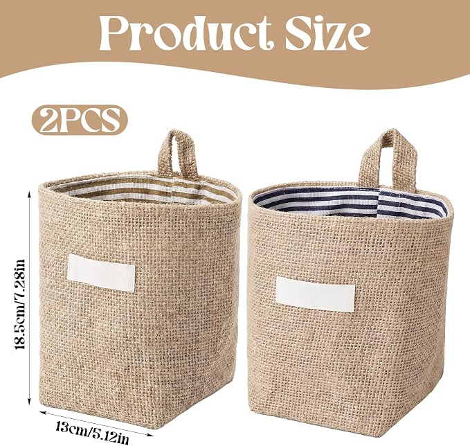 Small Hanging Basket 2Pcs Small Wall Basket Hanging Storage Basket | Cotton & - Image 2