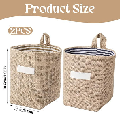 Small Hanging Basket 2Pcs Small Wall Basket Hanging Storage Basket | Cotton & - Image 2