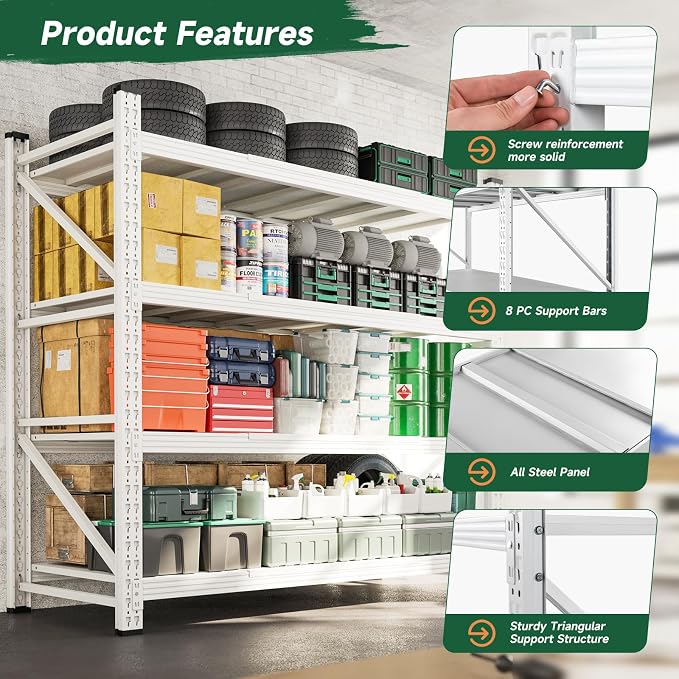 Letaya 4000LBS Storage Shelves Heavy Duty, 4 Tier Adjustable Utility Rack Shelf - Image 5