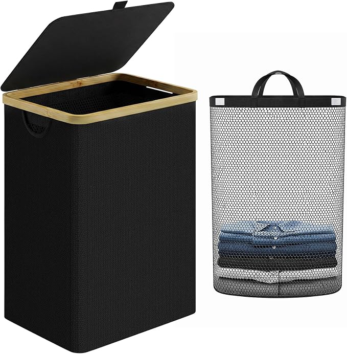 iEGrow Laundry Hamper with Lid, 85L Large Laundry Basket with Handle, by iEGrow