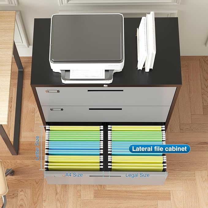 3 Drawer File Cabinet, Lateral Filing Cabinets - Image 5