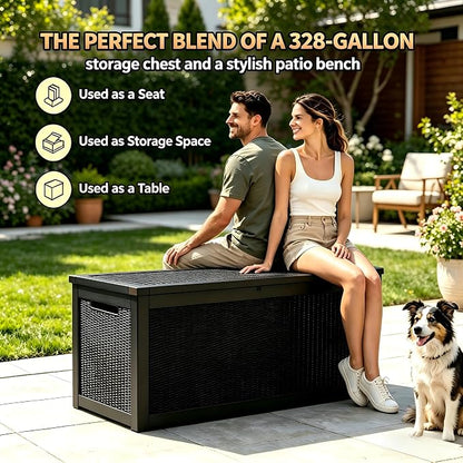 328 Gallon Waterproof Outdoor Storage Box, Heavy Duty Resin Deck Box Lockable - Image 5