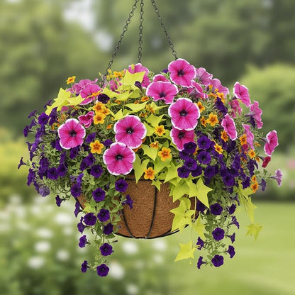 2 Pack 12 Inch Brown Outdoor Metal Hanging Planter Basket Hanging Planters - Image 6
