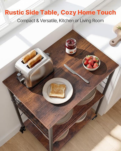 VEVOR Kitchen Utility Cart, 3 Tier 23.7 in Microwave Stand Coffee Cart - Image 4