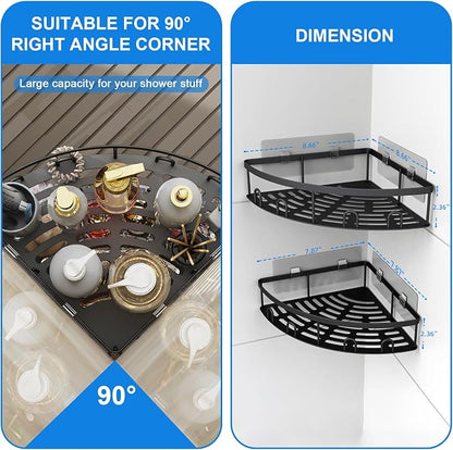 Corner Shower Caddy, 2 Pack Adhesive Bathroom Shower Corner Organizer Shelf - Image 6