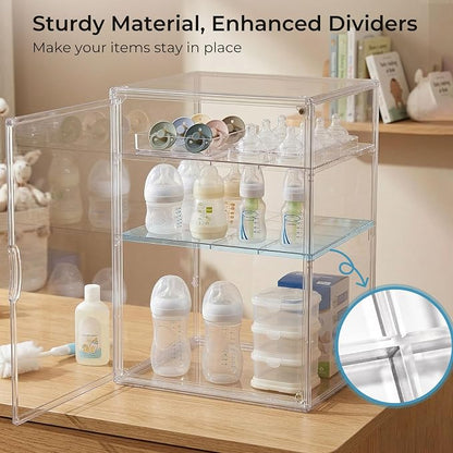 Baby Bottle Organizer – X-Large Adhesive Wall-Mount 3 Tier Adjustable Acrylic - Image 5