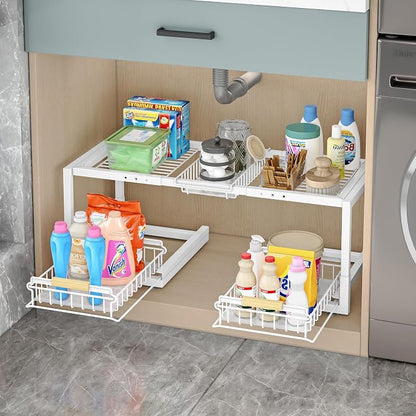Under Sink Organizer, Pull Out Storage Organizer, 2 Tier Sliding Sink Organizer - Image 5