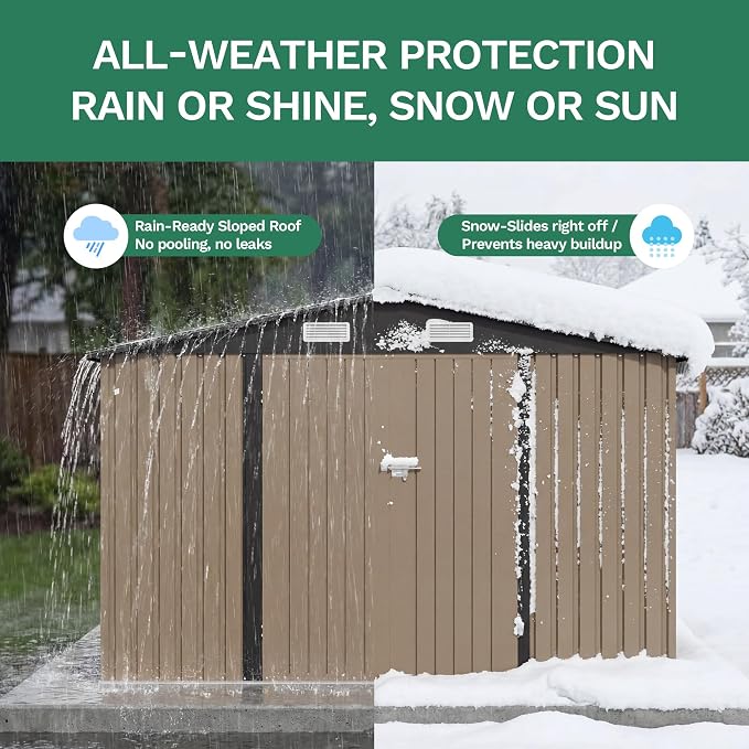 JUMMICO 10x12 FT Outdoor Storage Shed, Heavy Duty Metal Shed - Image 5
