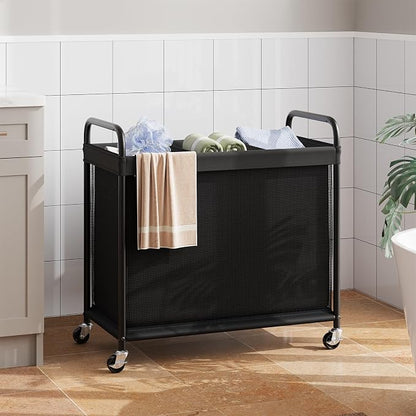 ELYKEN Laundry Hamper 3 Section, 120L Rolling Laundry Sorter - Image 8