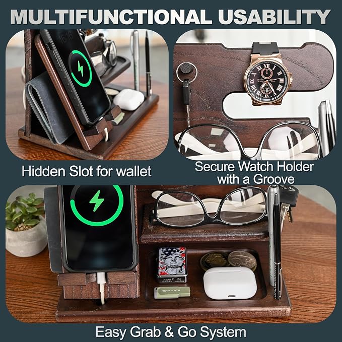 TESLYAR Wood Phone Docking Station - Image 6