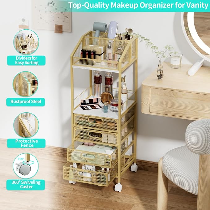 HapiRm Makeup Organizer Storage Cart - Image 7