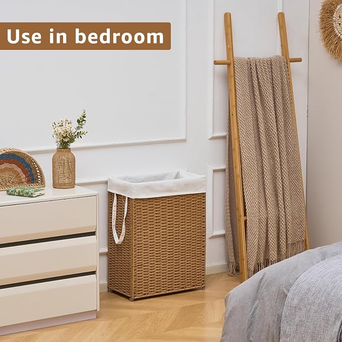 Slim Wicker Laundry Hamper, 55L Handwoven Rattan Basket - Image 2