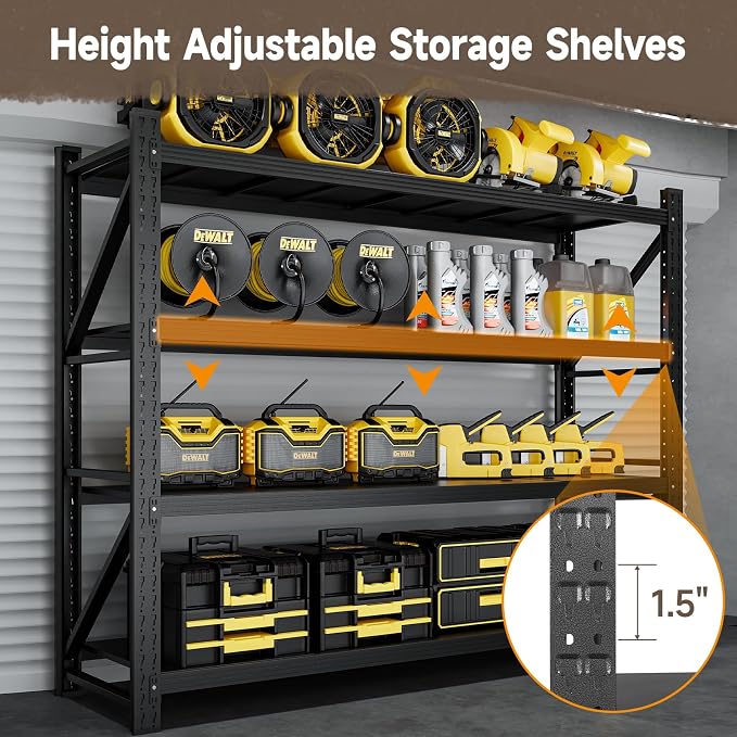 7000LBS Metal Garage Shelving Unit 79" W Storage Shelves Heavy Duty 4 Tier - Image 7