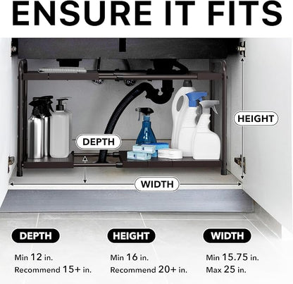 Simple Houseware Under Sink 2-Tier Heavy Duty Expandable Rack Organizer - Image 3