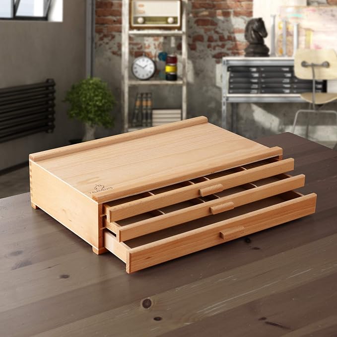 7 Elements 3 Drawer Wooden Artist Storage Supply Box - Image 2
