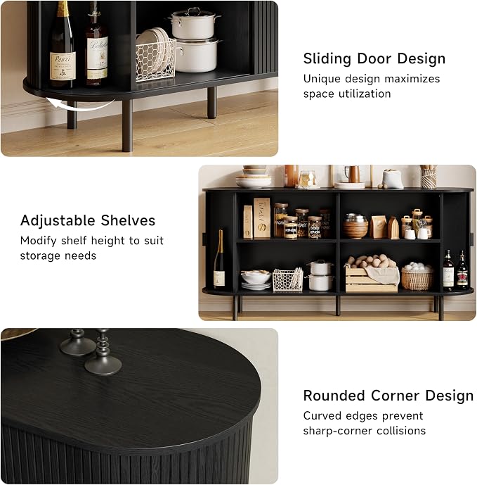 Buffet Sideboard Cabinet with Storage, Modern Accent Coffee Bar Console Table - Image 6
