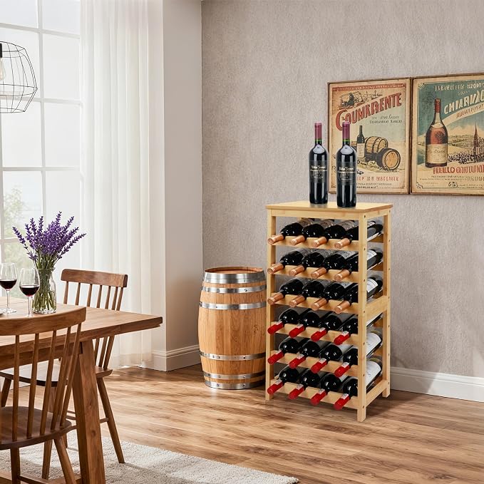 Wine Rack Free Standing Floor, 6-Tier 24 Bottles Display Wine Storage Shelves - Image 7