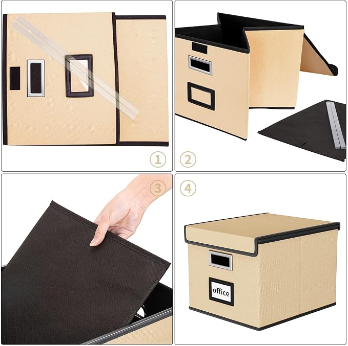 File Organizer Box with Lids, Collapsible File Folder Organizer | File Box with - Image 7