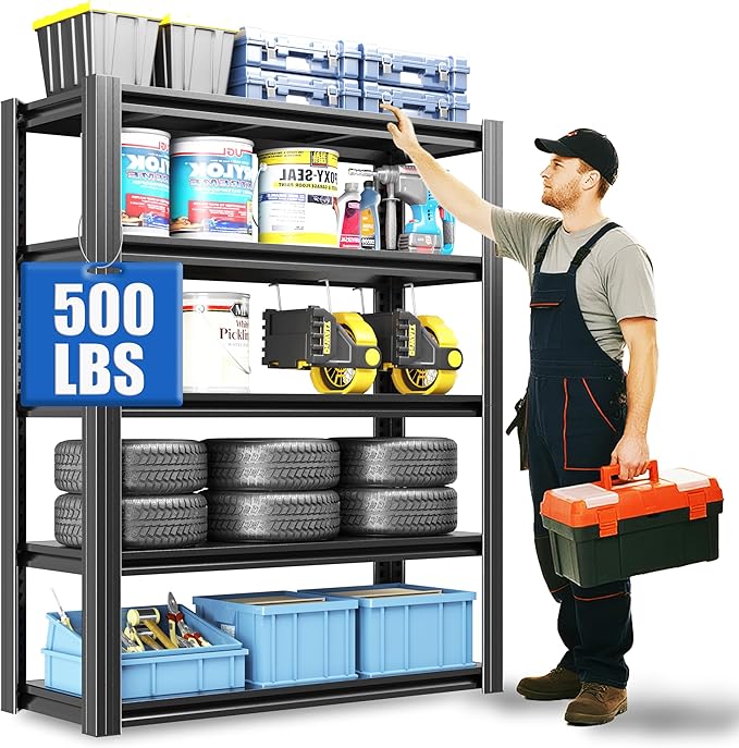 72" H Garage Shelving 2500 LBS Heavy Duty Storage Shelves, Adjustable 5 Tier by EKJOfficials