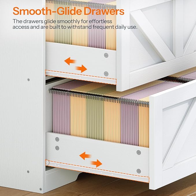 HOOBRO 2 Drawer File Cabinet, Farmhouse Lateral Filing Cabinet - Image 8