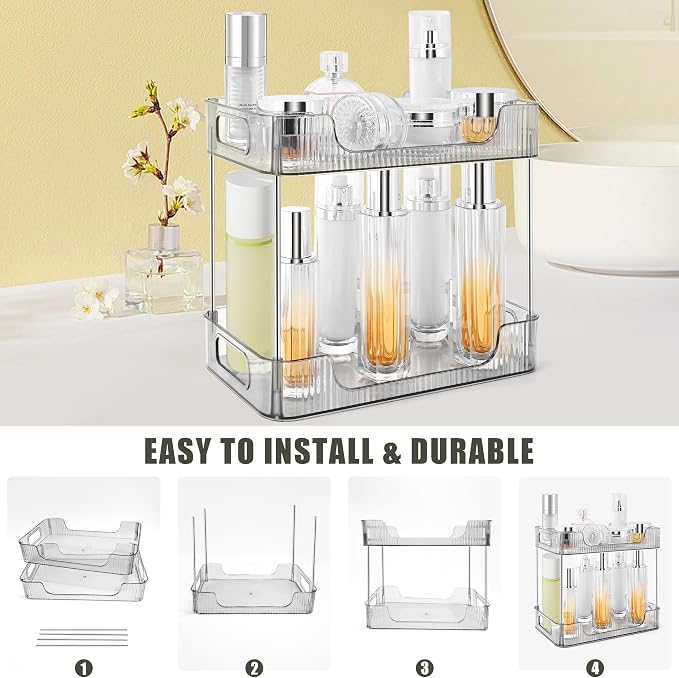 2-Tier Bathroom Counter Organizer Countertop Storage, Dresser Organizer Vanity - Image 4