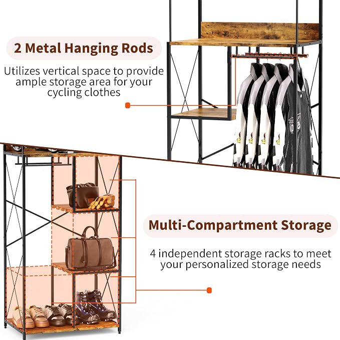 Free Standing Motorcycle Gear Rack, 3 In 1 Storage Motorcycle Helmet Holder | - Image 3