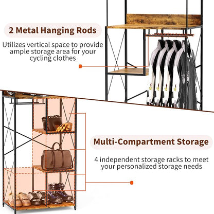 Free Standing Motorcycle Gear Rack, 3 In 1 Storage Motorcycle Helmet Holder | - Image 3