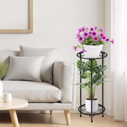 CASIMR Plant Stand Indoor Outdoor, Metal Rustproof Flower Shelf 2 Tier 23.9 inch - Image 3