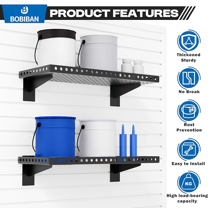 2 Pack Slatwall Shelves, Heavy Duty Metal Slat Wall Shelf - Image 4