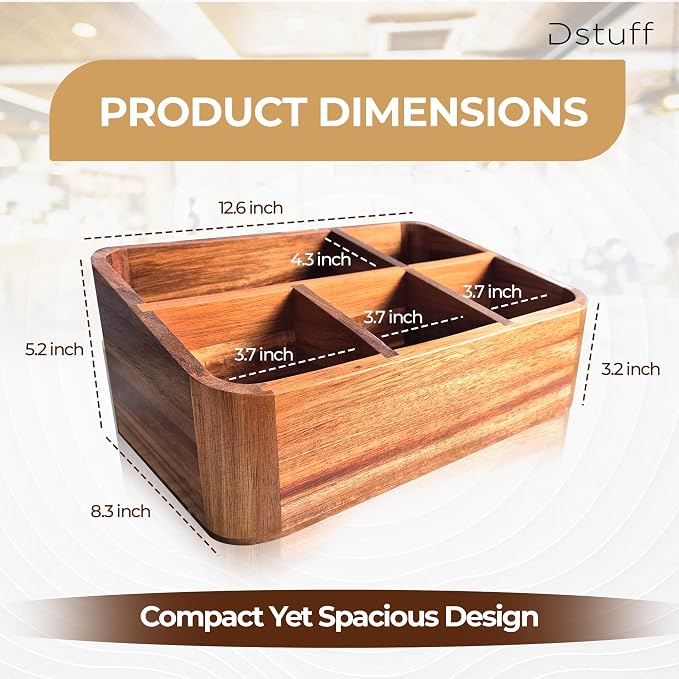 Dstuff Acacia Wood Coffee Station Organizer - Image 4