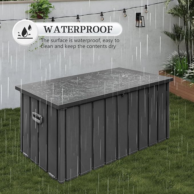 Domi 150 Gallon Deck Box, Metal Outdoor Storage Box - Image 8