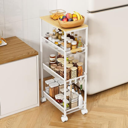 Utility Slim Storage Cart, 4 Tier Rolling Cart by TIPGO