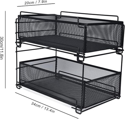 Cupboard Organiser, 2 Tier Under Sink Storage Organiser, Kitchen Storage Drawer - Image 6