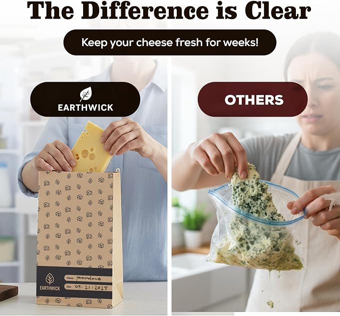 Cheese And Deli Storage 20 Breathable Wax Paper Cheese Storage Bags, Compostable - Image 6