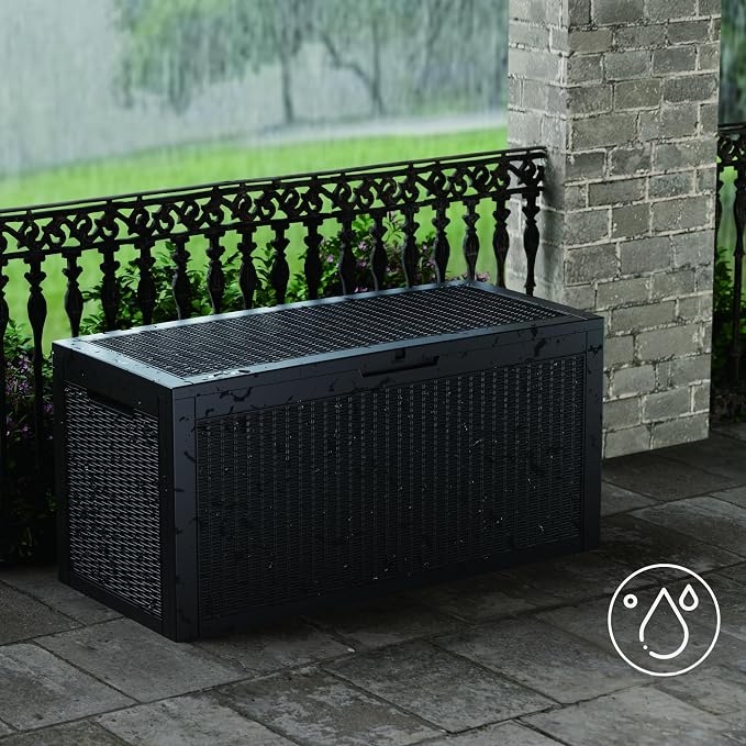 100 Gallon Deck Box, Resin Outdoor Indoor Waterproof Storage Box, Lockable - Image 6