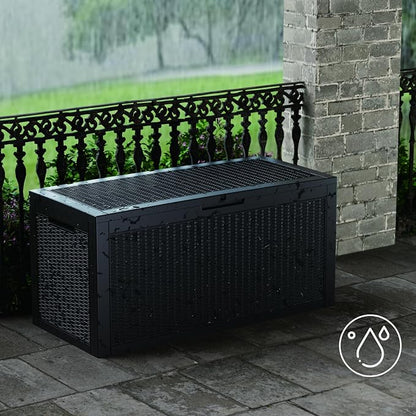 100 Gallon Deck Box, Resin Outdoor Indoor Waterproof Storage Box, Lockable - Image 6